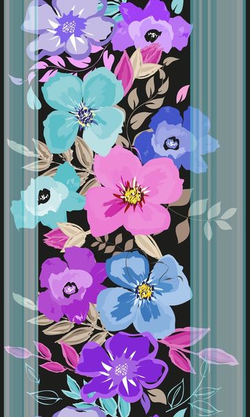 abstracte verticale bloem naadloze patroon achtergrond - Vector, afbeelding