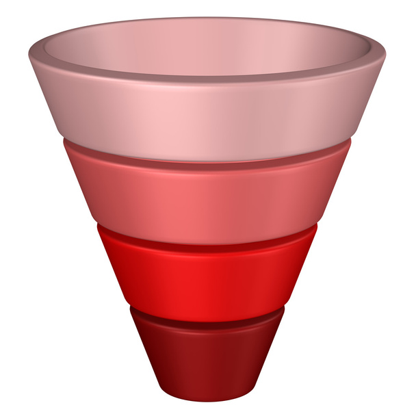 Concept: purchase funnel. 3D rendering. - Photo, image