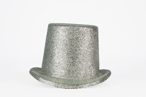 silver tall hat on white background - Photo, Image
