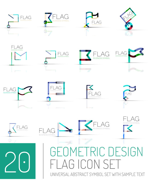 Set logo icona bandiera, design lineare
 - Vettoriali, immagini