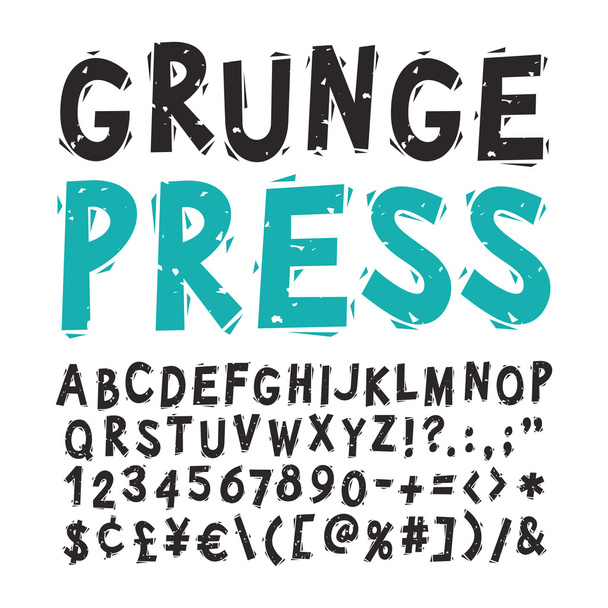 Vintage Press Font Black - Vector, Image