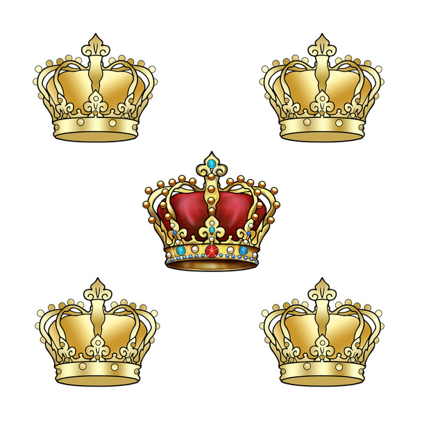 Gold Crown background. Golden royal crown pattern. Crown King - Fotoğraf, Görsel