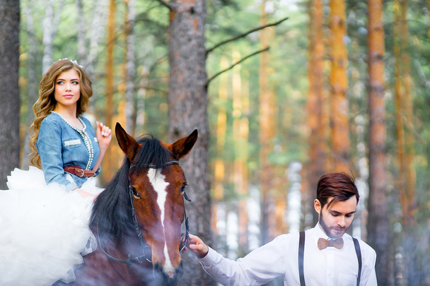 Wedding in country style in the woods - Foto, Imagen