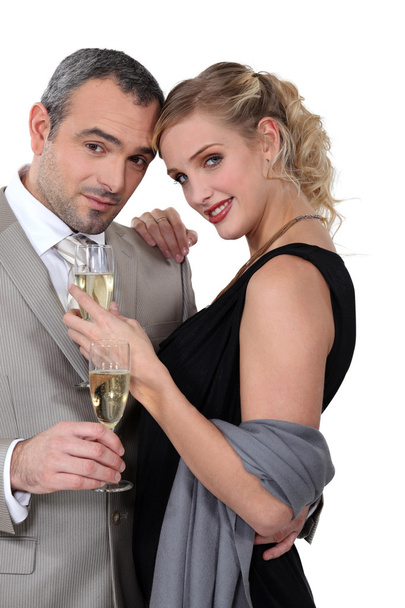 Couple with champagne - Φωτογραφία, εικόνα