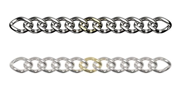 Серебряные цепи с золотым звеном
 - Фото, изображение