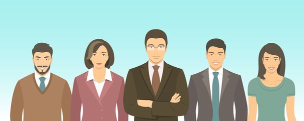 Business people group flat vector illustration - Vector, Image