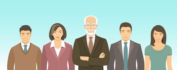 Business people group flat vector illustration - Vector, Image