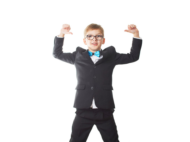 boy student standing on white background - Foto, afbeelding