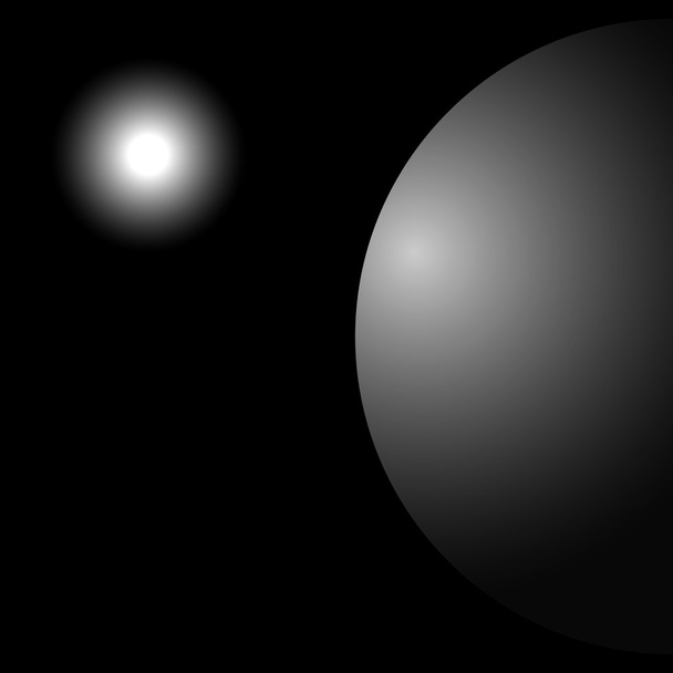 Planeetta auringon kanssa; Kuut; Maa 2.0; Pluto; Jupiter
 - Vektori, kuva