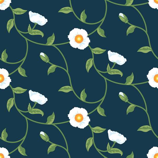 Diseño de patrón vectorial inconsútil floral azul blanco
 - Vector, Imagen