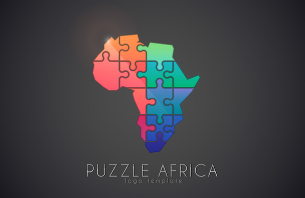 Παζλ Αφρική. Χάρτης της Αφρικής. Λογότυπο Αφρικής. Δημιουργικό λογότυπο. Δημιουργική Αφρική Χρώμα Αφρική - Διάνυσμα, εικόνα