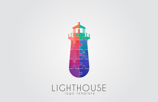 灯台のデザイン。パズル灯台。灯台のロゴ。灯台ロゴの作成 - ベクター画像
