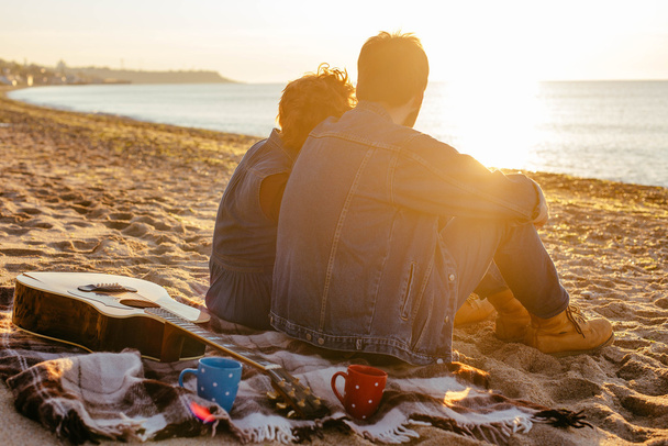 happy loving couple on beach - Photo, Image