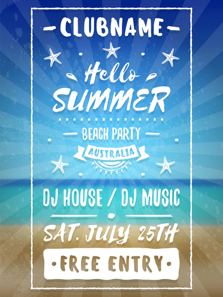 Beach Party Flyer or Poster. Night Club Event - Vecteur, image