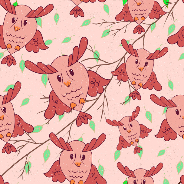 Mignon motif floral sans couture coloré avec owls2
 - Vecteur, image