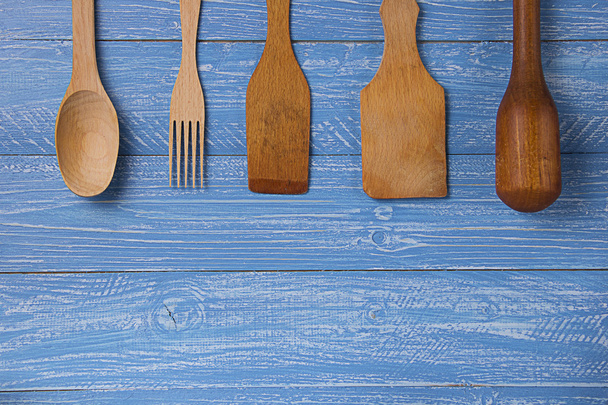 set of wooden Kitchen Tools - Φωτογραφία, εικόνα