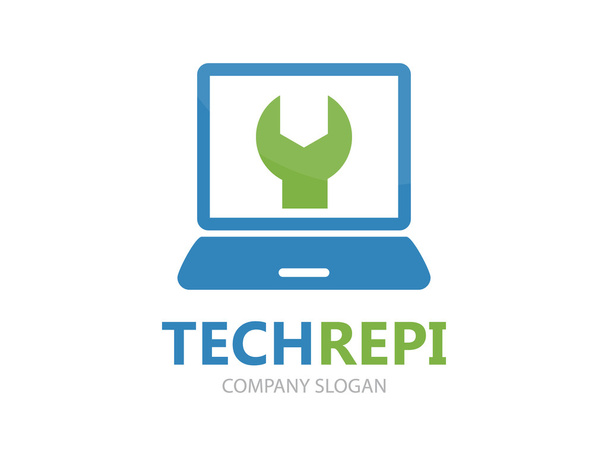 Vector computer en laptop reparatie logo - Vector, afbeelding