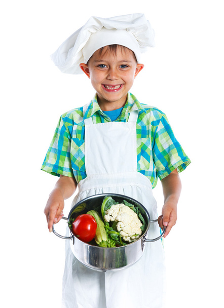 Boy kitchener in chefs hat - Foto, Imagem