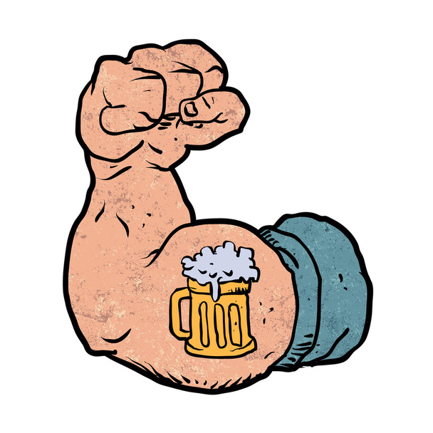 рука згинається з пивом татуювання
 - Вектор, зображення