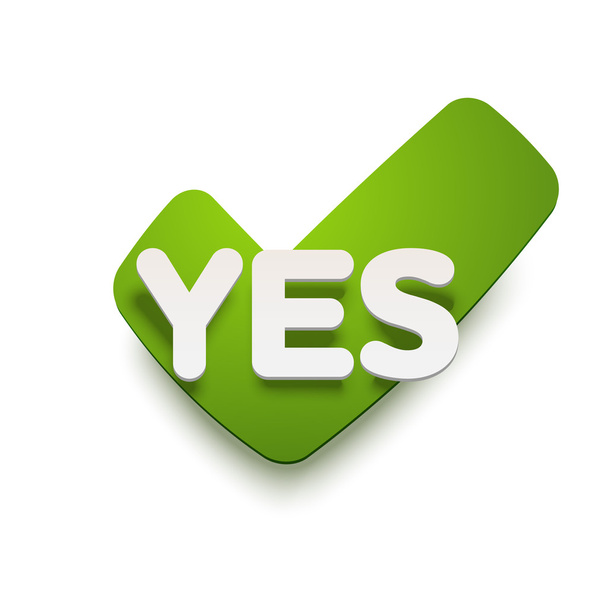 YES mark upon a sticker. - Vector, Imagen