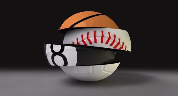 Сегментированный круглый спортивный мяч
 - Фото, изображение