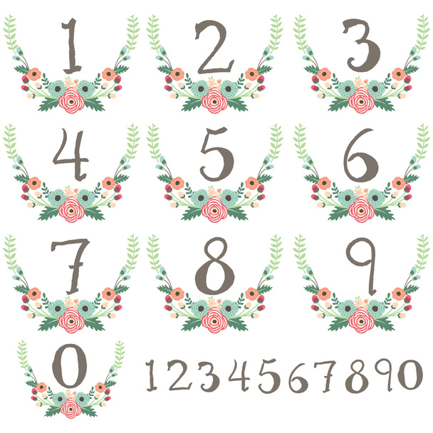 Numeric Wreath Table Card - Vektor, Bild