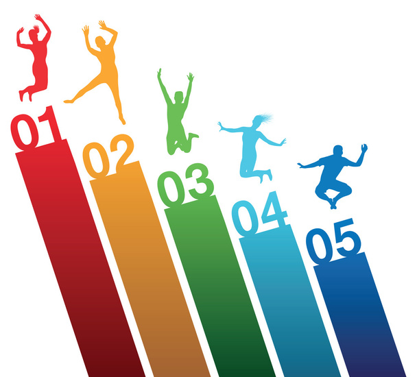 Красочный прыжок
 - Вектор,изображение