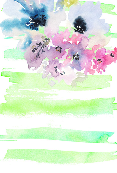 Creative card with watercolor flowers - 写真・画像