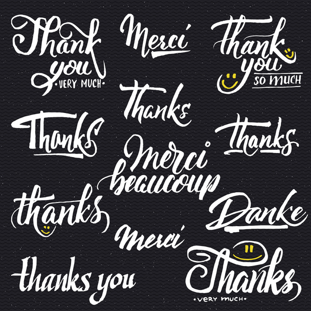 Thank you, merci beaucoup, danke- typographic calligraphic lettering - Photo, Image