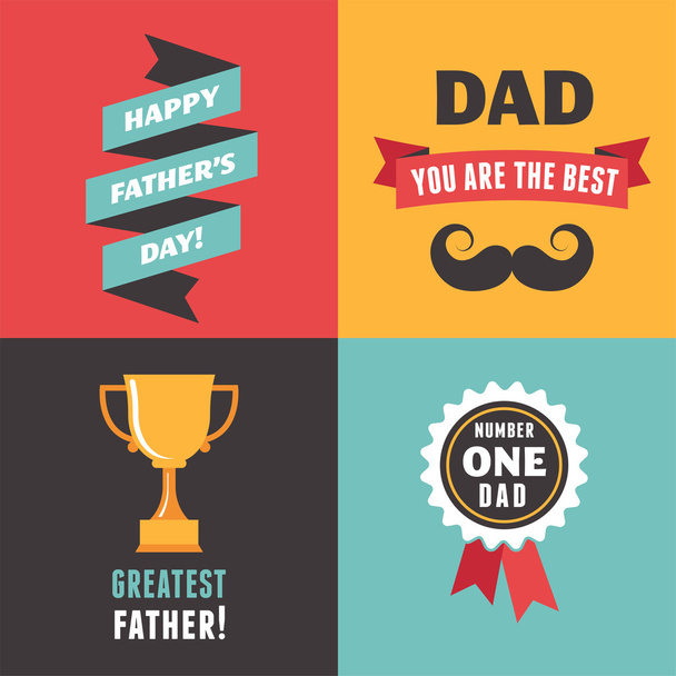 Mutlu Babalar Günü tebrik kartları ayarla - Vektör, Görsel