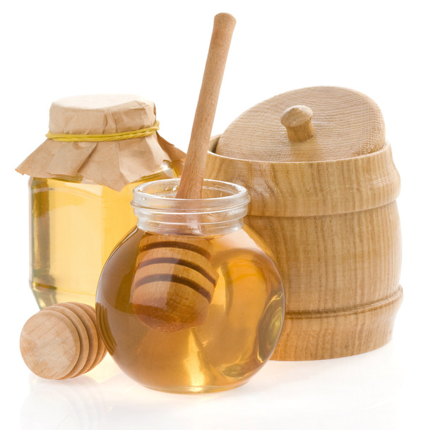 Honey jar isolated on white - Fotó, kép