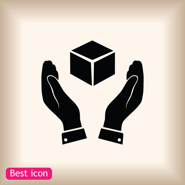 cube icon in hands - Vektor, Bild