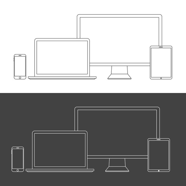 Ηλεκτρονικές συσκευές οθόνες που απομονώνονται σε λευκό φόντο - Διάνυσμα, εικόνα