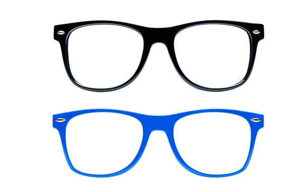 Two nerd Glasses on white background with clipping path, place for text, picture, Set of nerd Glasses - Photo, Image