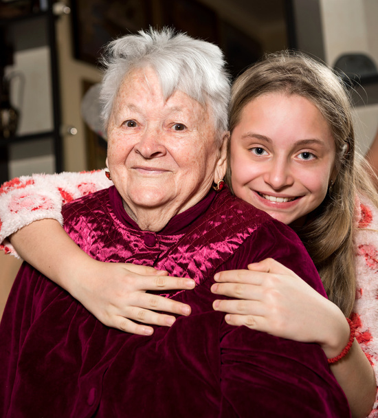 Happy grandmother and granddaughter  - Фото, зображення