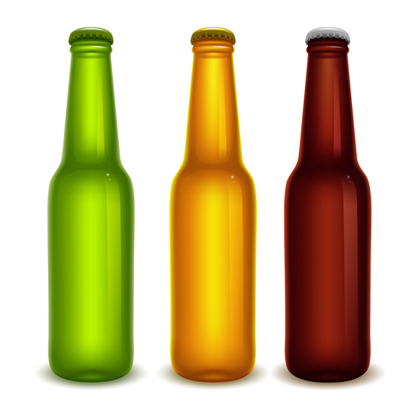 現実的なビール瓶セット - ベクター画像