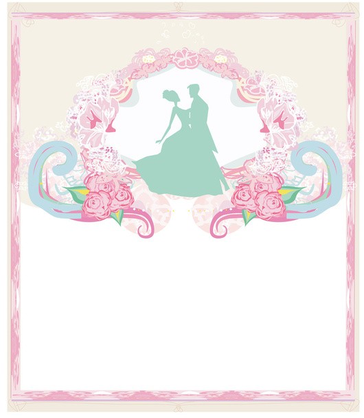 Wedding invitation card with floral elements.  - ベクター画像