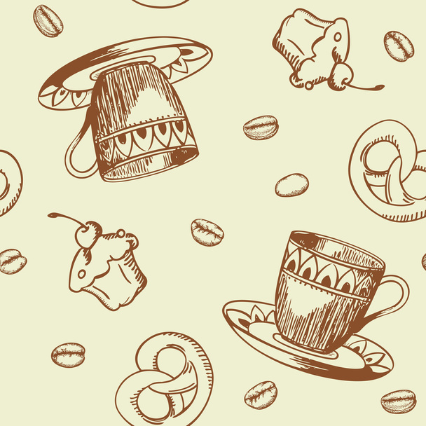 Seamless pattern with coffee - Vector, Image