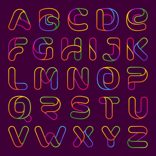 Colorful one line neon letters set. - ベクター画像