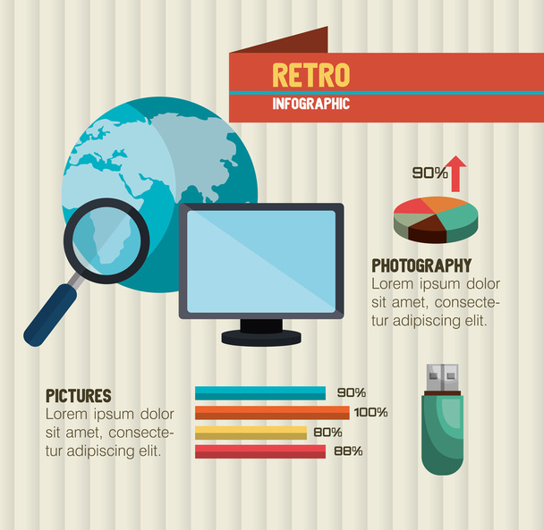 technology retroinfographic design - Vector, Image