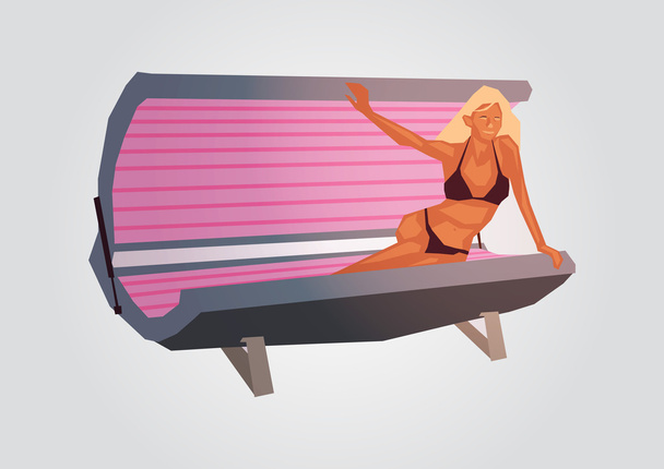 Illustration of girl and solarium - Vector, Image