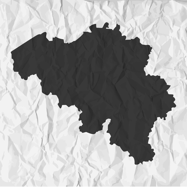 Belgium map in black on a background crumpled paper - Vector, afbeelding