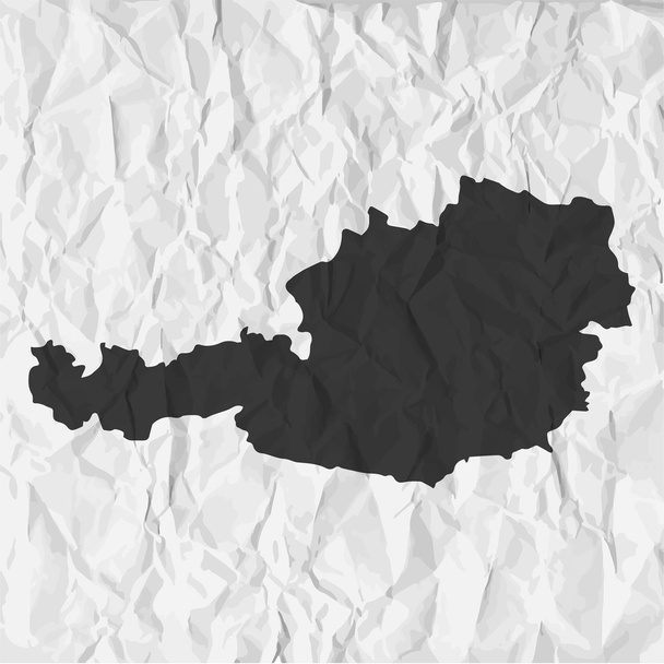 Austria map in black on a background crumpled paper - Vector, afbeelding