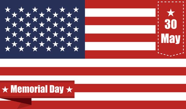 Flag of America to memorial day with ribbons - Vector, Image