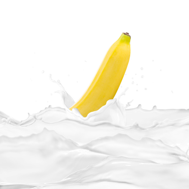 Fresh Banana With Milk Splash - Foto, immagini