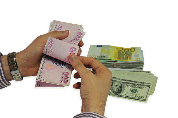 dwieście lira turecka, pieniądze, na białym tle - Zdjęcie, obraz