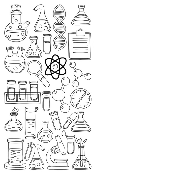 Kémia farmakológiai természetes tudományok vektor doodle készlet - Vektor, kép