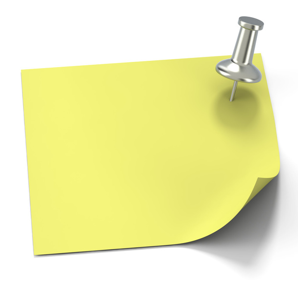 Yellow Postit Note and Thumbtack - Photo, Image