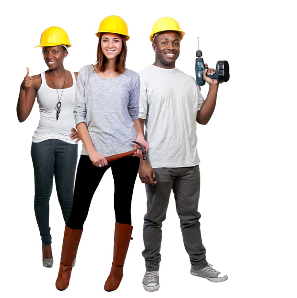 Trabajadores de la construcción con herramientas
 - Foto, Imagen