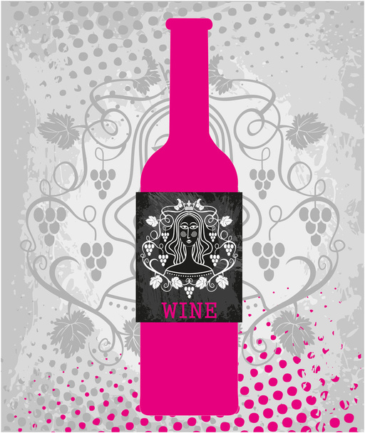 Botella de vino rosa
 - Vector, imagen